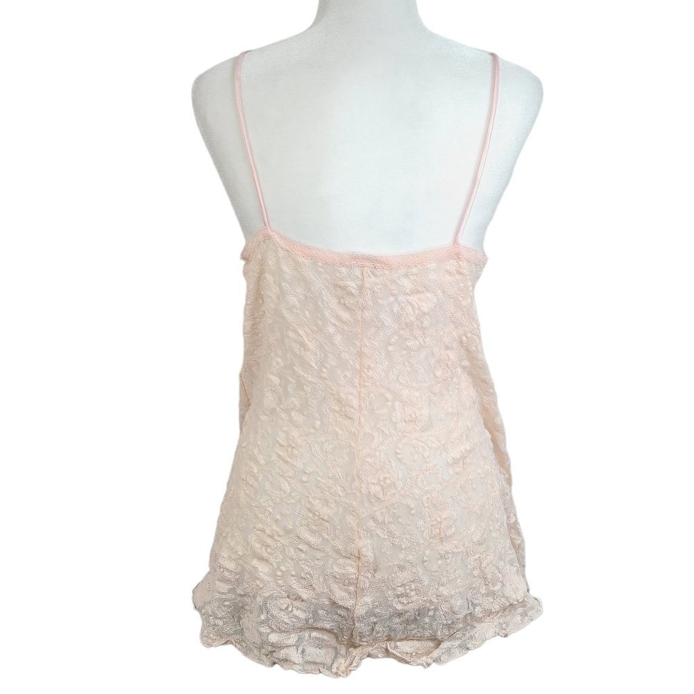 Vintage Cliche Blush Pink Lace Sheer Lace Camisole Lingerie Slip Dress - Picture 4 of 7
